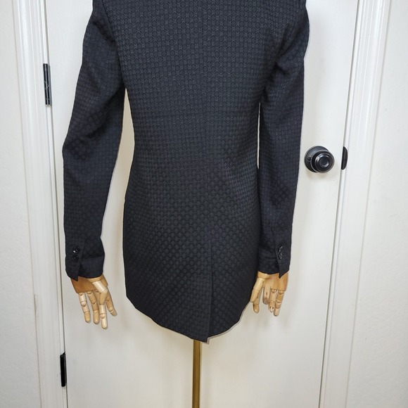 Banana Republic Black Jacquard Long Line Tuxedo Blazer Size 0 - Picture 10 of 11